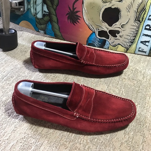 Donald J Pliner Mens Driving Loafers Size 11  Red Suede Slip On Casual S… main image 9